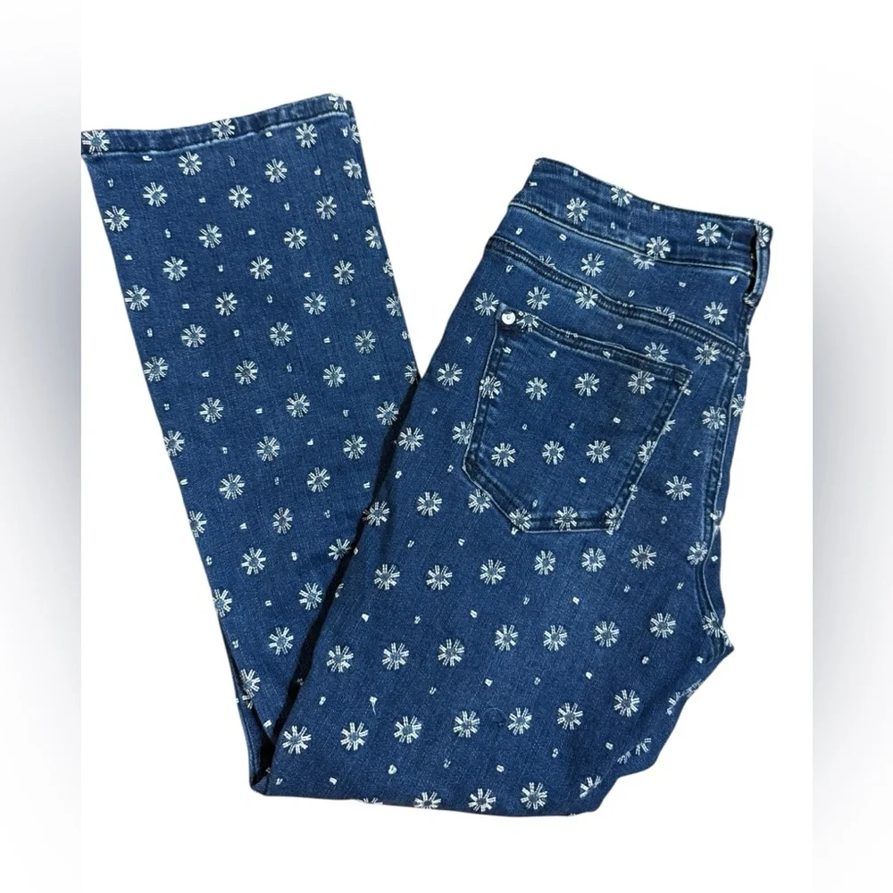 Pilcro Embroidered High-Rise Cropped Starbursts Pattern‎ Bootcut Jeans Sz 26